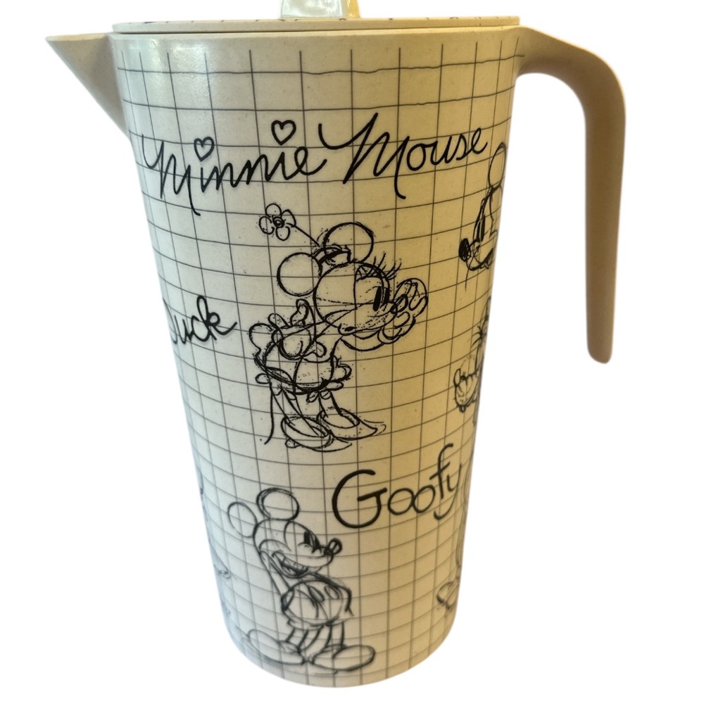NWOT Disney Sketchbook Characters Bamboo Pitcher with Lid - Picture 2 of 8